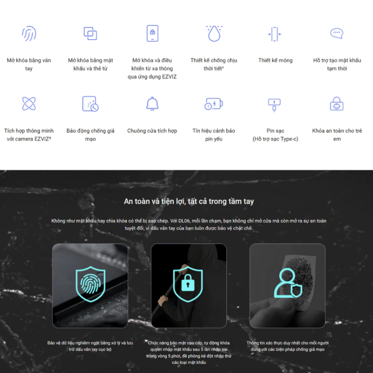 Khóa cửa nhôm thông minh Ezviz CS-DL06 Khóa cửa nhôm thông minh Ezviz CS-DL06