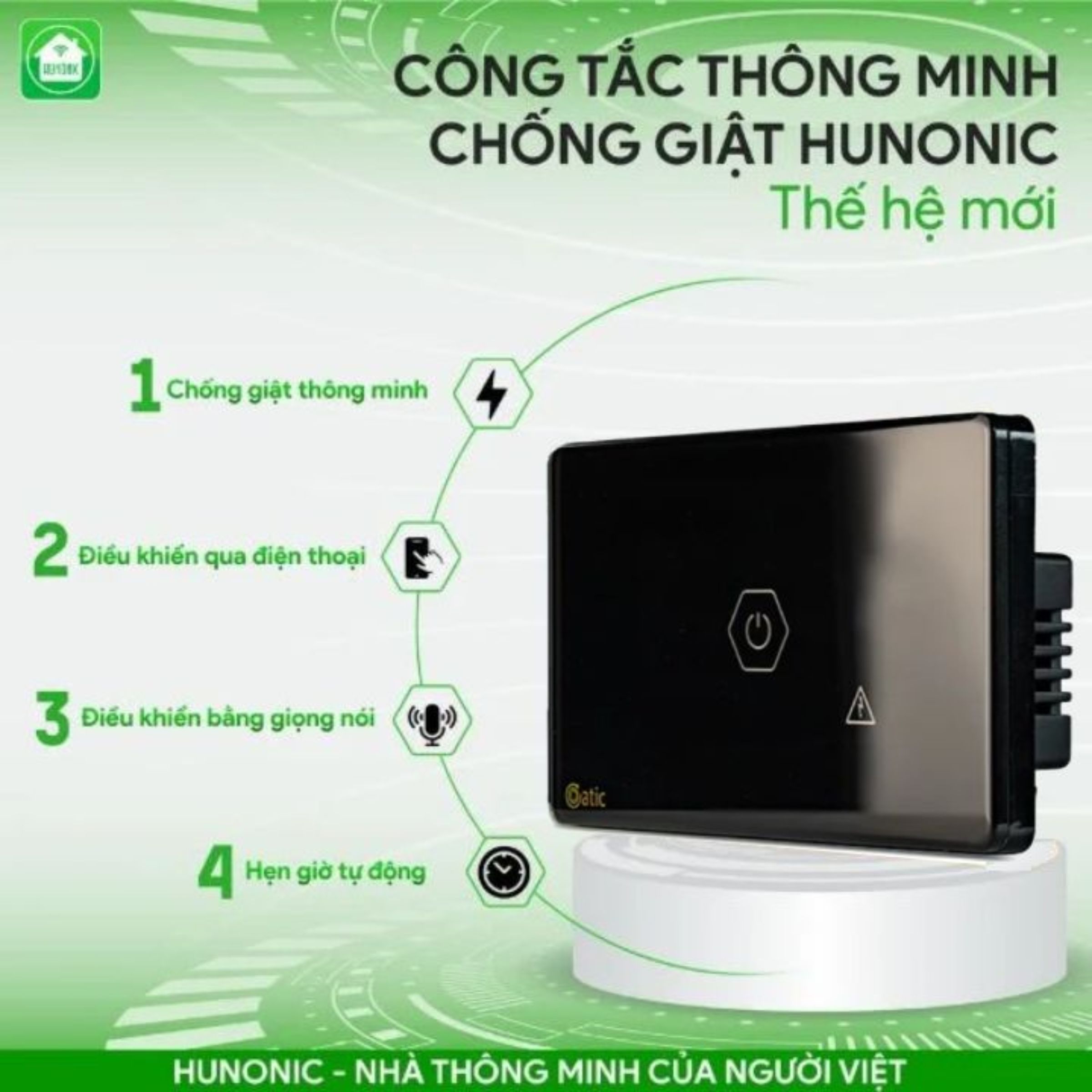 Công tắc chống giật wifi Hunonic Datic , công suất lớn Công tắc chống giật wifi Hunonic Datic , công suất lớn