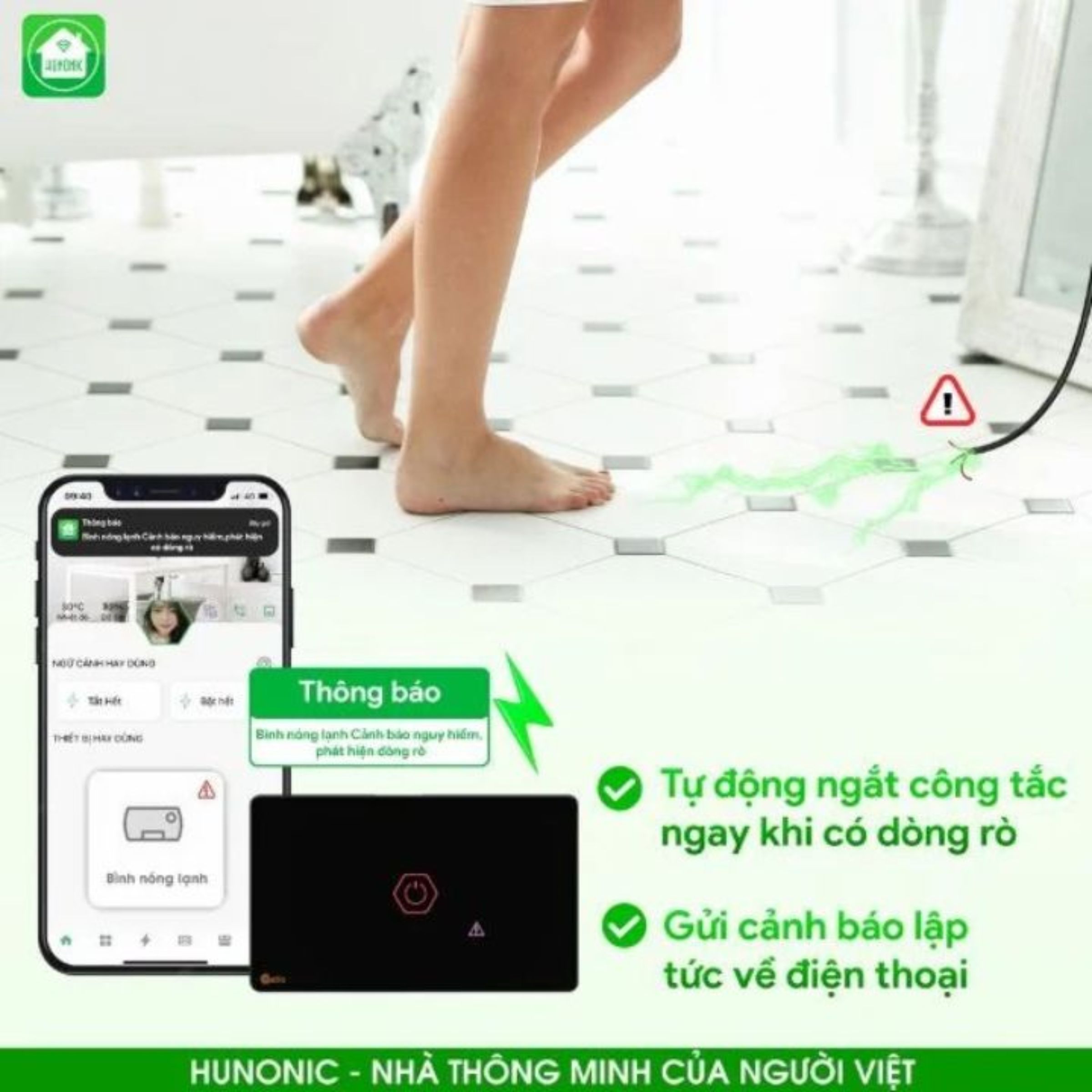 Công tắc chống giật wifi Hunonic Datic , công suất lớn Công tắc chống giật wifi Hunonic Datic , công suất lớn