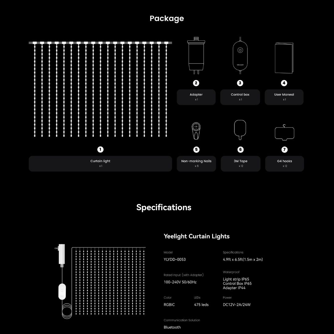 Đèn trang trí rèm cửa Yeelight RGBIC Đèn trang trí rèm cửa Yeelight RGBIC