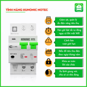 Aptomat Wifi Hunonic Notec đo năng lượng thông minh