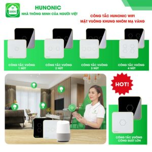 Công Tắc Cảm Ứng Wifi Hunonic Viền Vàng