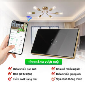 Công Tắc Cảm Ứng Wifi Hunonic Viền Vàng