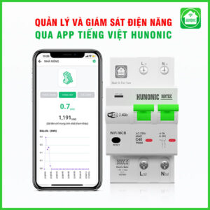 Aptomat Wifi Hunonic Notec đo năng lượng thông minh