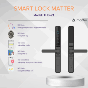 Khoá vân tay cửa nhôm thông minh Matter THS-21 tương thích Apple HomeKit
