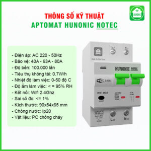 Aptomat Wifi Hunonic Notec đo năng lượng thông minh