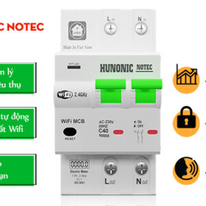 Aptomat Wifi Hunonic Notec đo năng lượng thông minh