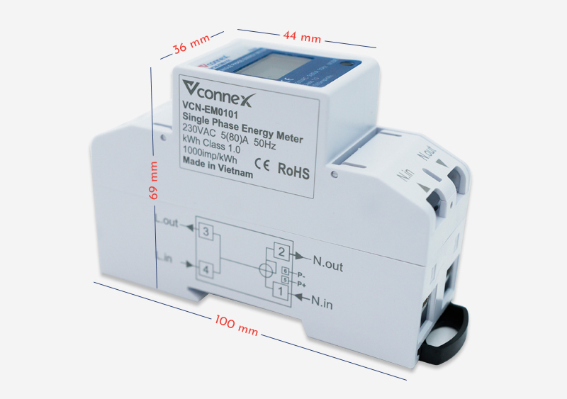 Công tơ điện thông minh Vconnex có thiết kế nhỏ gọn và tinh tế