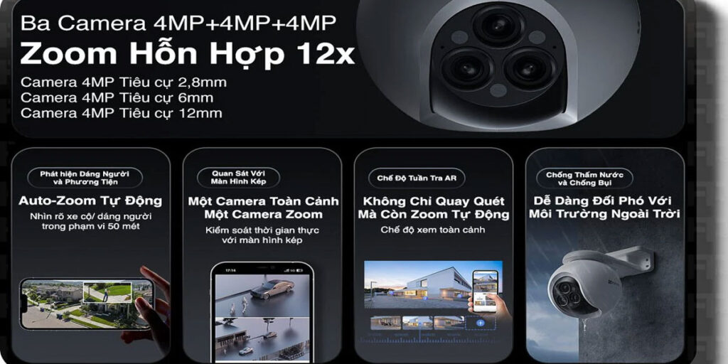 Tìm hiểu Camera Ngoài Trời 3 Ống Kính Ezviz H80F (Zoom 12X)