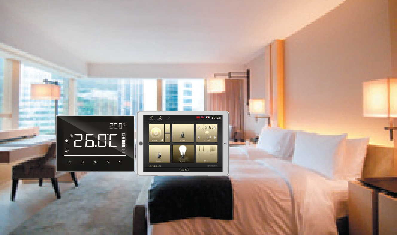 RCU lắp đặt trong phòng khách sạn thông minh